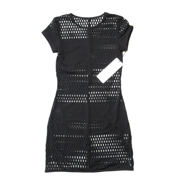 NWT Alo Mesh Haute Summer Dress in Black Sheer Mini Cover-up S - Picture 2 of 11